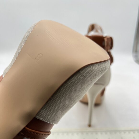 XYD Gainsboro-brown Peep Toe Sandal Ankle Booties Dual Buckled Straps Stiletto H - Picture 6 of 8